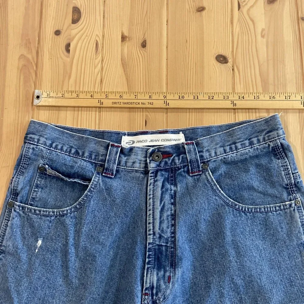 Vintage Paco Jeans Shorts Mens 33 Denim Jorts Blue Y2K Hip Hop Baggy